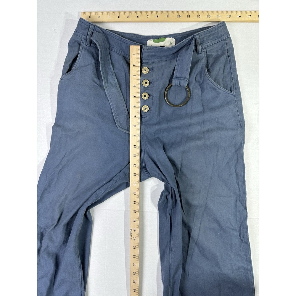 Anthropologie Blue Pants Women's 12P High Rise Button Fly Belted - Picture 4 of 5